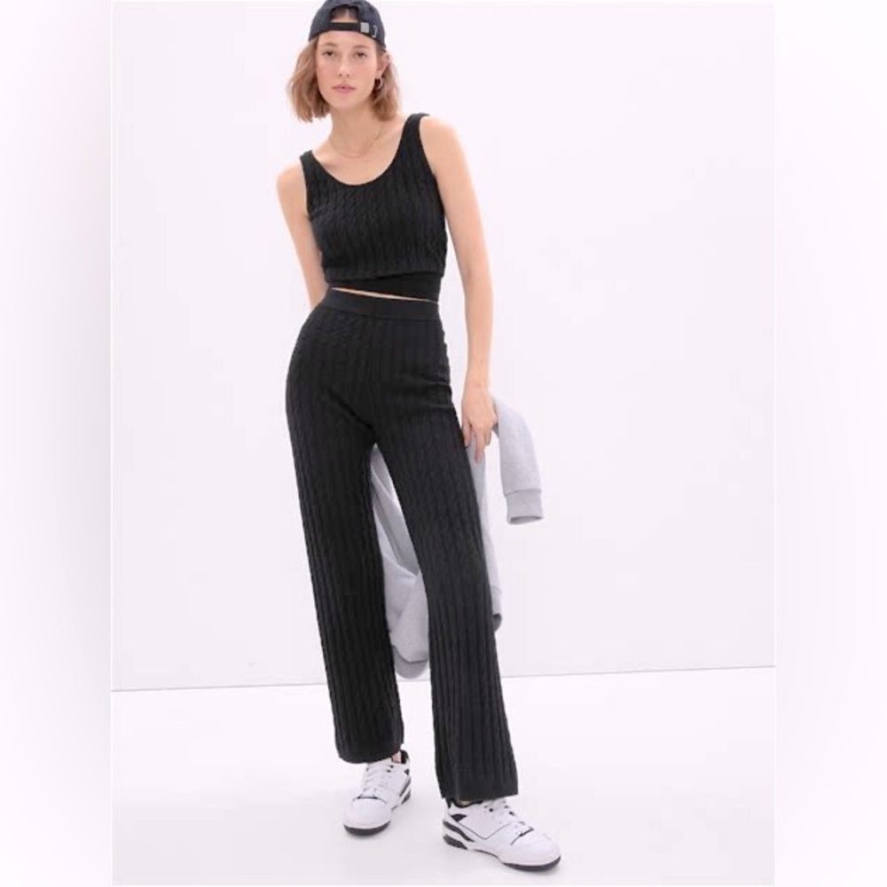 Gap Women's Cashsoft Cable-Knit Sweater Pants Black Size XS